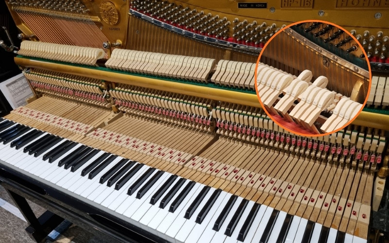 Đàn piano tạo hoạt động qua cơ chế búa gõ