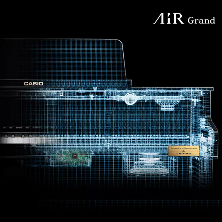 Hình ảnh mô phỏng cấu trúc đàn piano Casio AP-700 với công nghệ âm thanh AiR Grand Sound Source