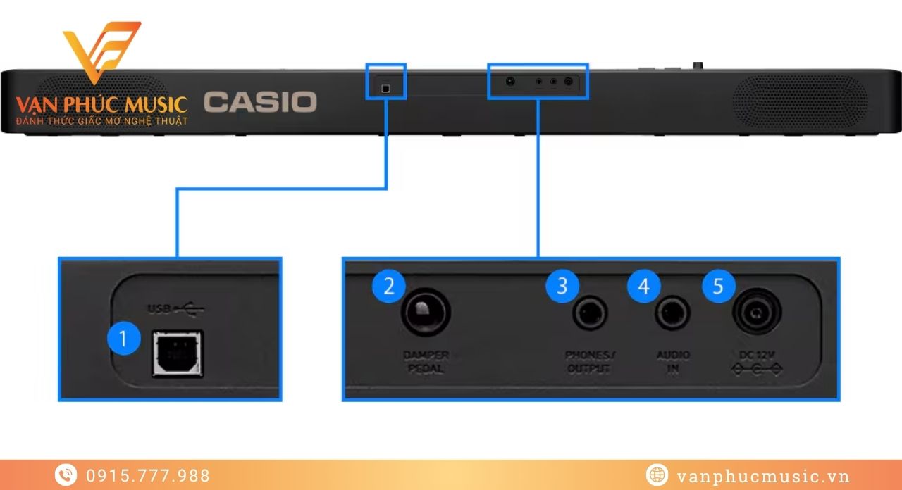 cổng kết nối trên casio cdp-s110bk