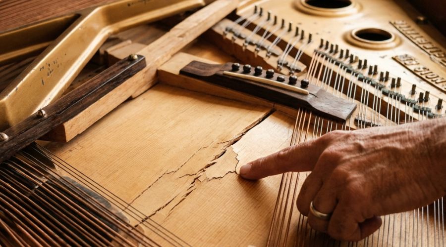 Độ ẩm thay đổi khiến cấu kiện piano biến dạng