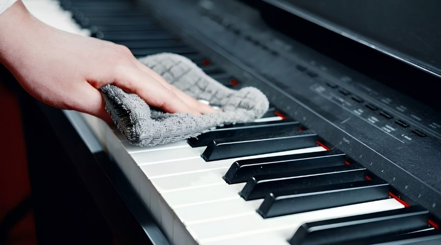 Dùng khăn mềm lau nhẹ phím sau mỗi lần chơi